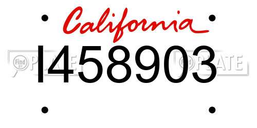 I458903 California License Plate