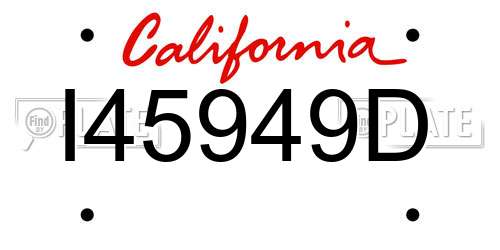 I45949D California License Plate