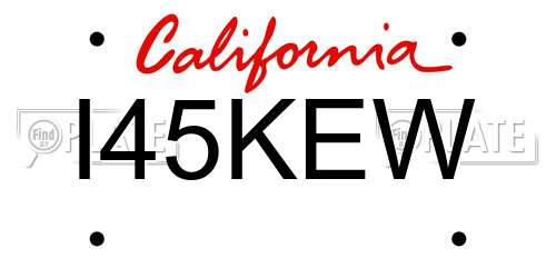 I45KEW California License Plate