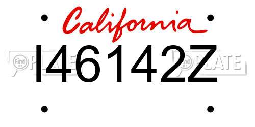 I46142Z California License Plate