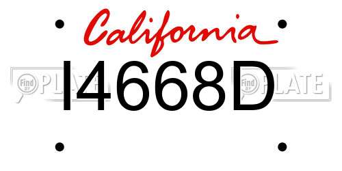 I4668D California License Plate