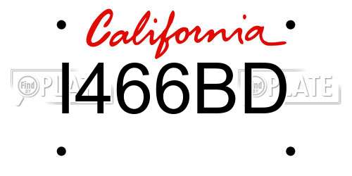 I466BD California License Plate