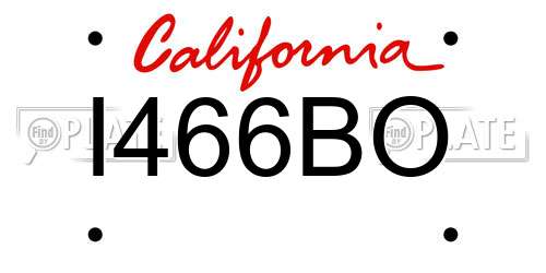 I466BO California License Plate