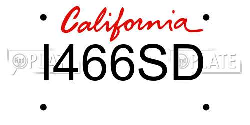 I466SD California License Plate