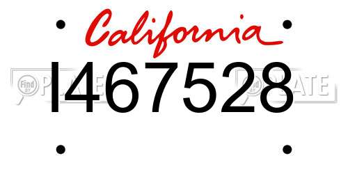 I467528 California License Plate