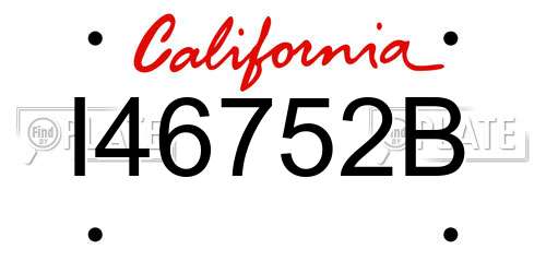 I46752B California License Plate