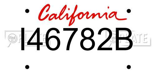 I46782B California License Plate