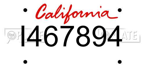 I467894 California License Plate