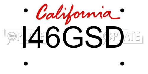 I46GSD California License Plate