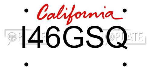 I46GSQ California License Plate