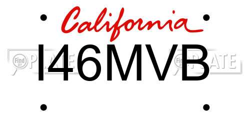 I46MVB California License Plate