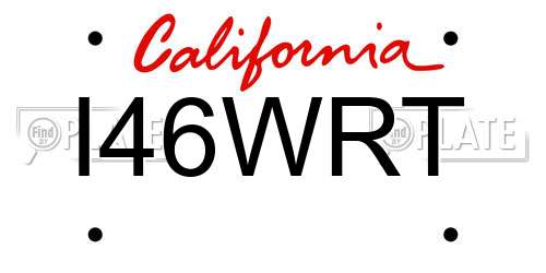 I46WRT California License Plate