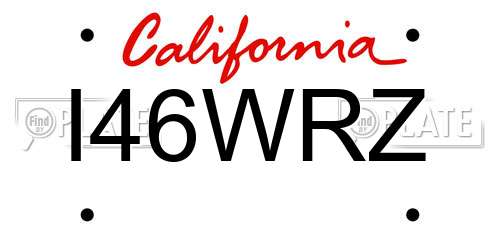 I46WRZ California License Plate