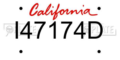 I47174D California License Plate
