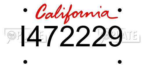 I472229 California License Plate