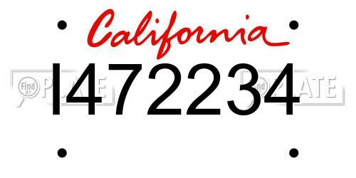 I472234 California License Plate