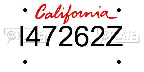 I47262Z California License Plate