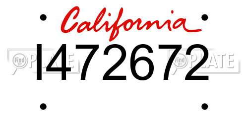 I472672 California License Plate