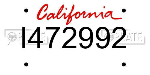 I472992 California License Plate