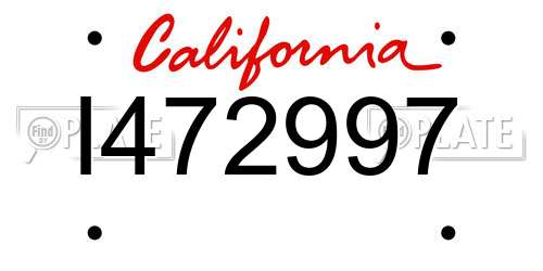 I472997 California License Plate