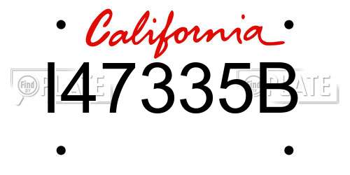 I47335B California License Plate