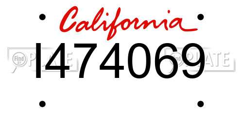 I474069 California License Plate