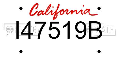 I47519B California License Plate