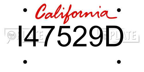 I47529D California License Plate