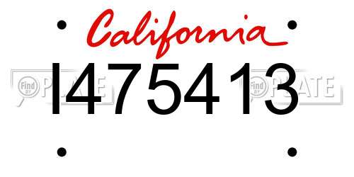 I475413 California License Plate