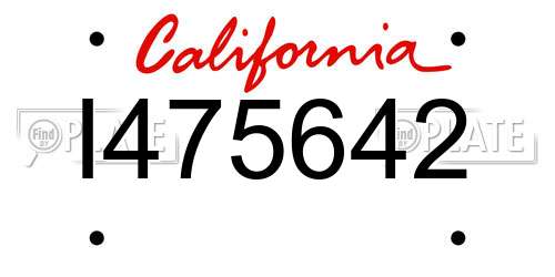 I475642 California License Plate