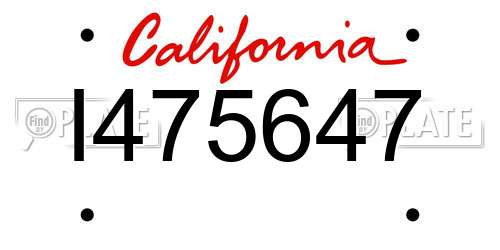 I475647 California License Plate