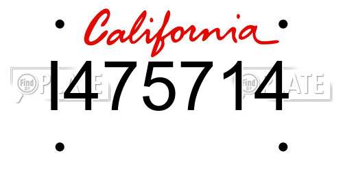 I475714 California License Plate