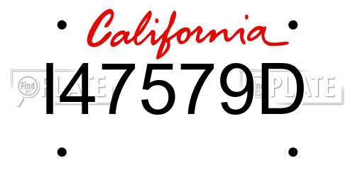 I47579D California License Plate