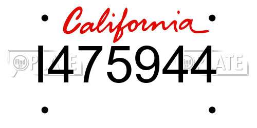 I475944 California License Plate