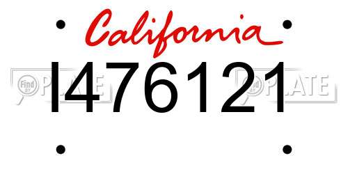 I476121 California License Plate