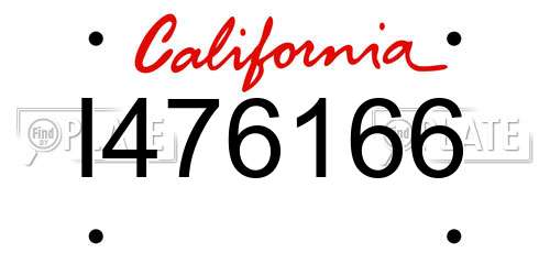 I476166 California License Plate