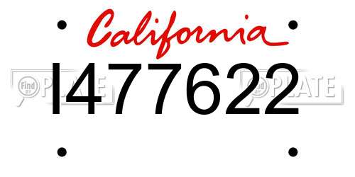 I477622 California License Plate