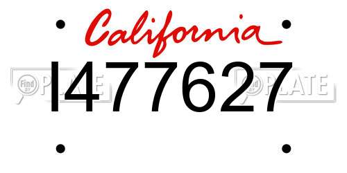 I477627 California License Plate