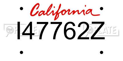 I47762Z California License Plate