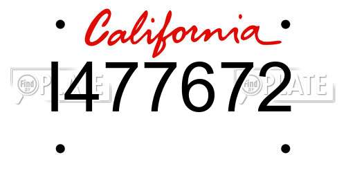 I477672 California License Plate