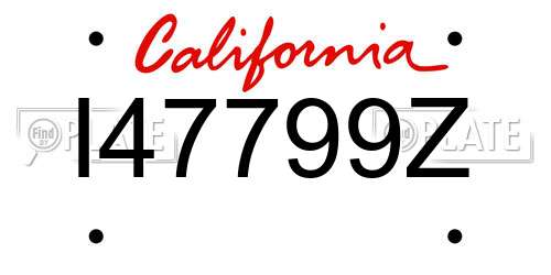 I47799Z California License Plate