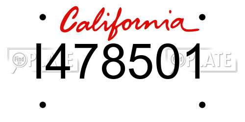 I478501 California License Plate