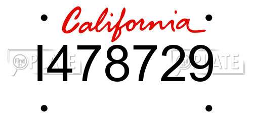 I478729 California License Plate