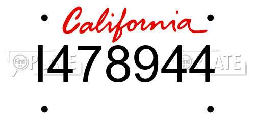 I478944 California License Plate