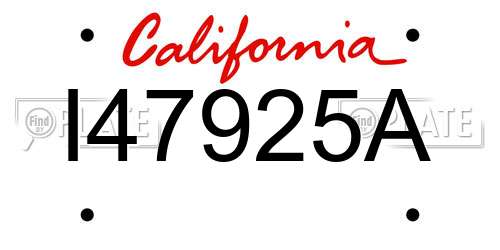 I47925A California License Plate