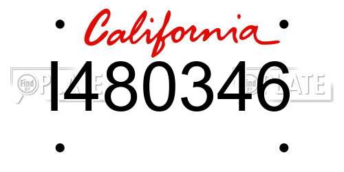 I480346 California License Plate