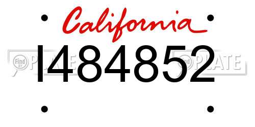 I484852 California License Plate