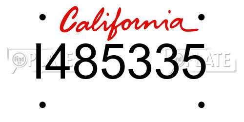 I485335 California License Plate