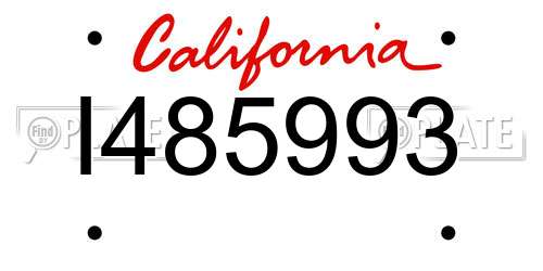 I485993 California License Plate