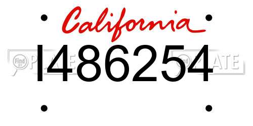 I486254 California License Plate